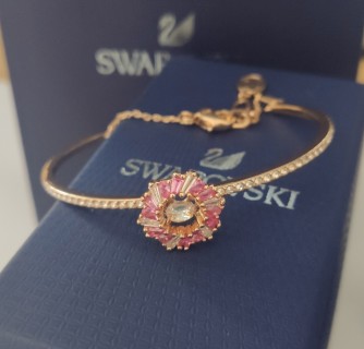 Swarovski Idyllia Pink Flower Wreath Bangle Bracelet view 3