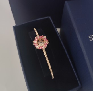 Swarovski Idyllia Pink Flower Wreath Bangle Bracelet view 4