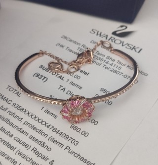 Swarovski Idyllia Pink Flower Wreath Bangle Bracelet view 5