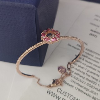 Swarovski Idyllia Pink Flower Wreath Bangle Bracelet view 6