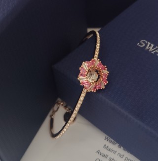 Swarovski Idyllia Pink Flower Wreath Bangle Bracelet view 8