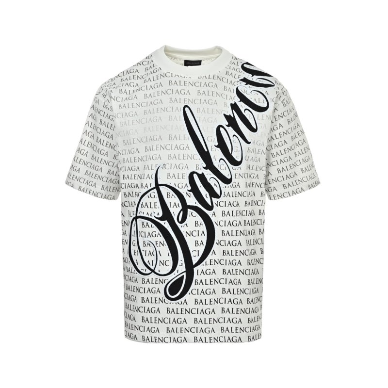 Balenciaga Allover Logo Print White T-Shirt view