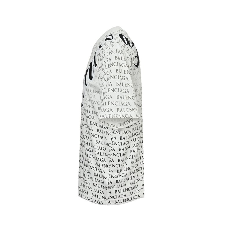 Balenciaga Allover Logo Print White T-Shirt view