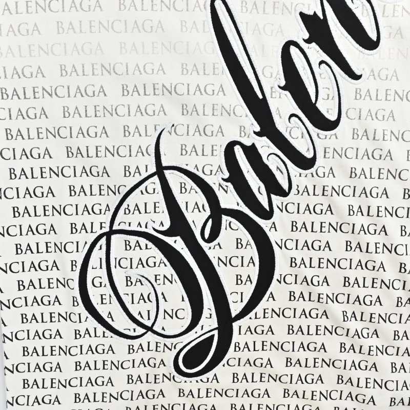 Balenciaga Allover Logo Print White T-Shirt view