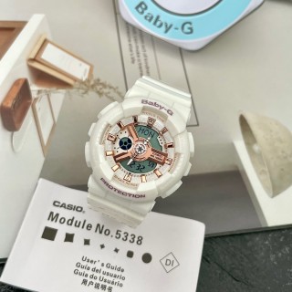 Casio Baby-G BA-110 White Rose Gold Digital Watch 42mm