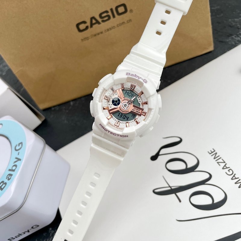 Casio Baby-G BA-110 White Rose Gold Digital Watch 42mm view