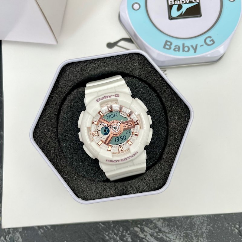 Casio Baby-G BA-110 White Rose Gold Digital Watch 42mm view