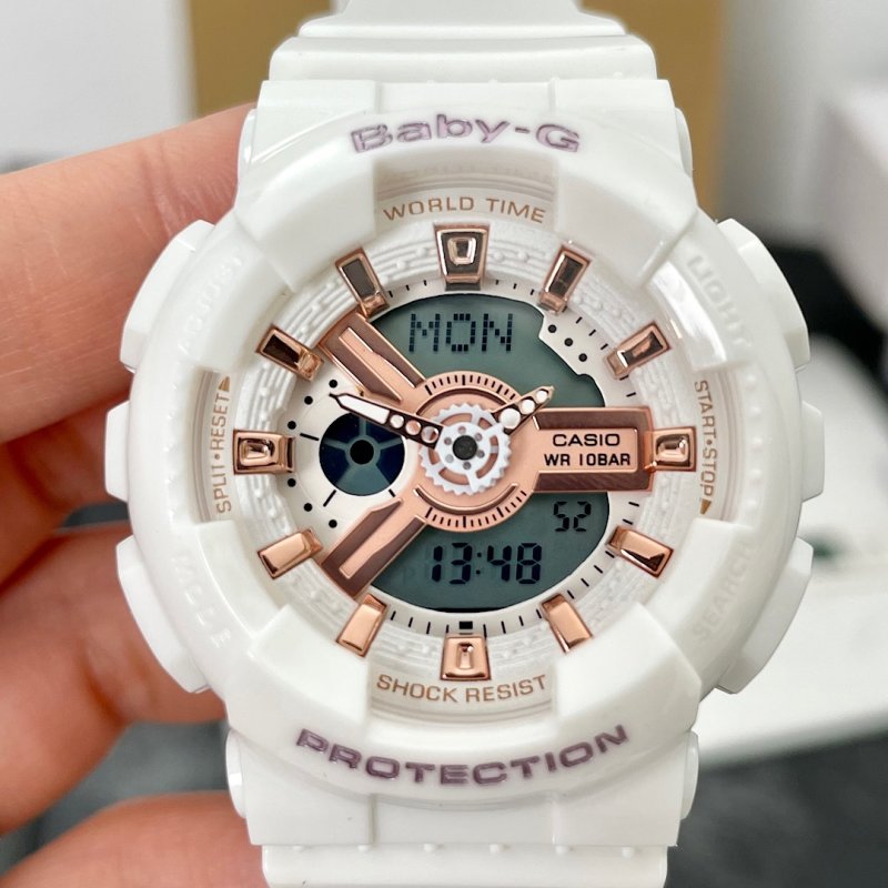 Casio Baby-G BA-110 White Rose Gold Digital Watch 42mm view