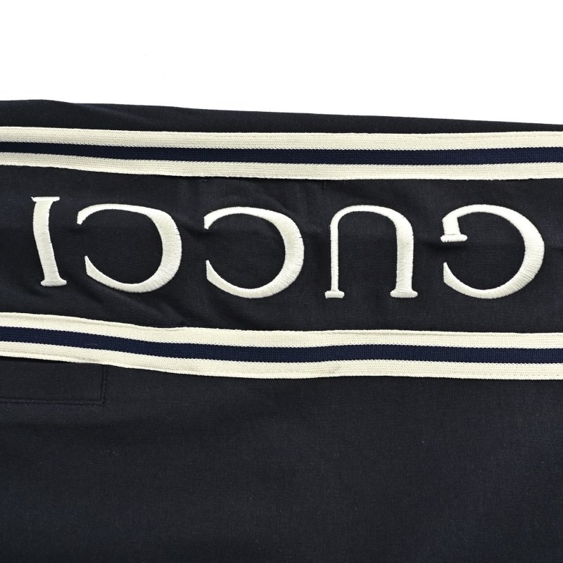 Navy Blue Striped Casual Shorts with Side Logo view