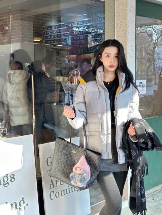 White & Gray Puffer Down Jacket view 3