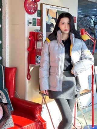 White & Gray Puffer Down Jacket view 4