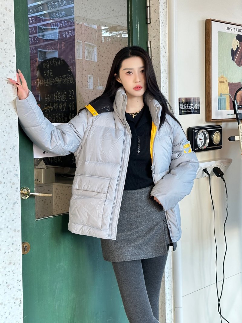 White & Gray Puffer Down Jacket view