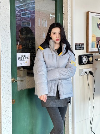 White & Gray Puffer Down Jacket view 8