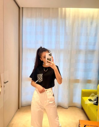 Black Monogram Logo Crop T-Shirt view 1