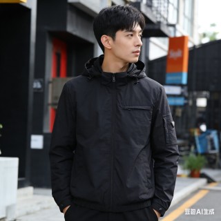 Stone Island Black Hooded Windbreaker Jacket view 6