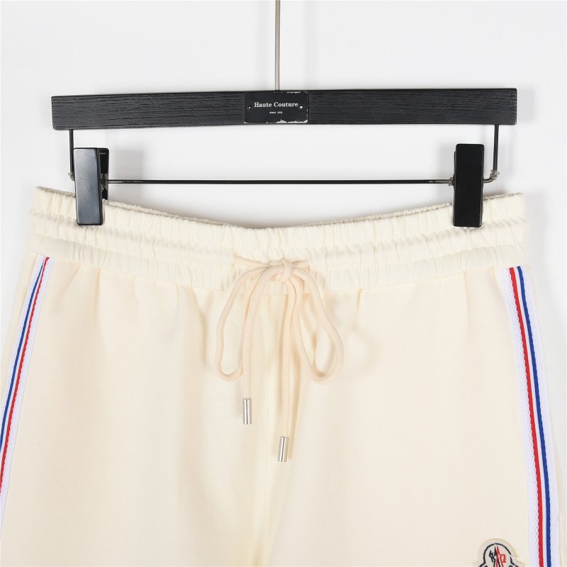 Moncler Cream Striped Shorts with Drawstring view