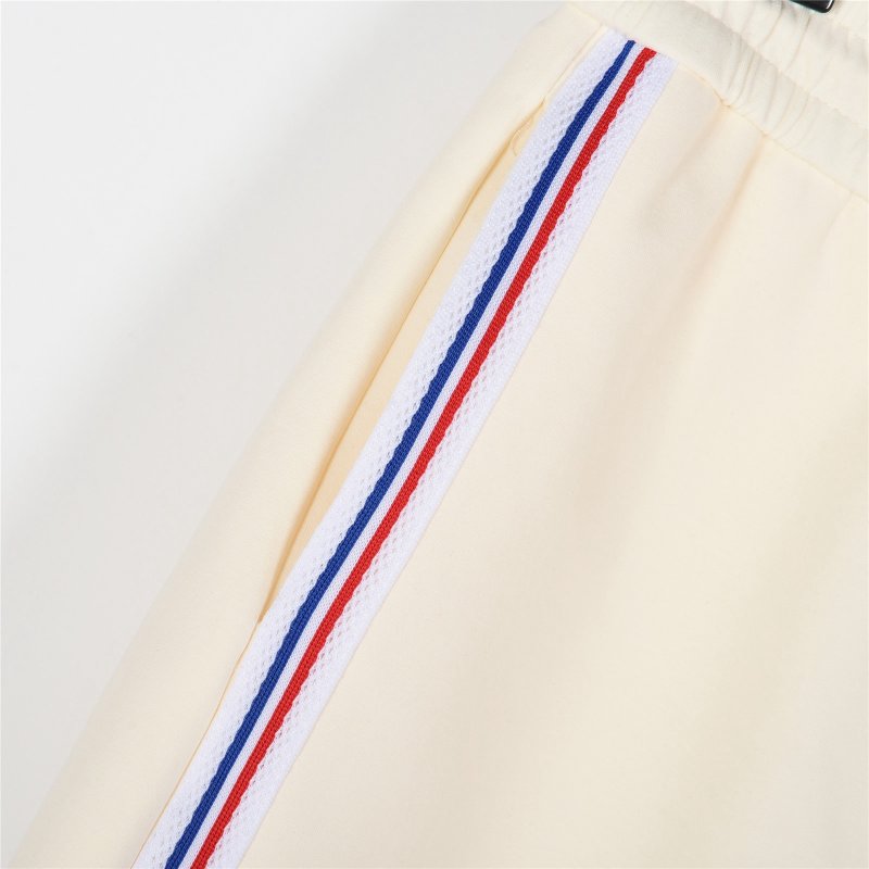 Moncler Cream Striped Shorts with Drawstring view