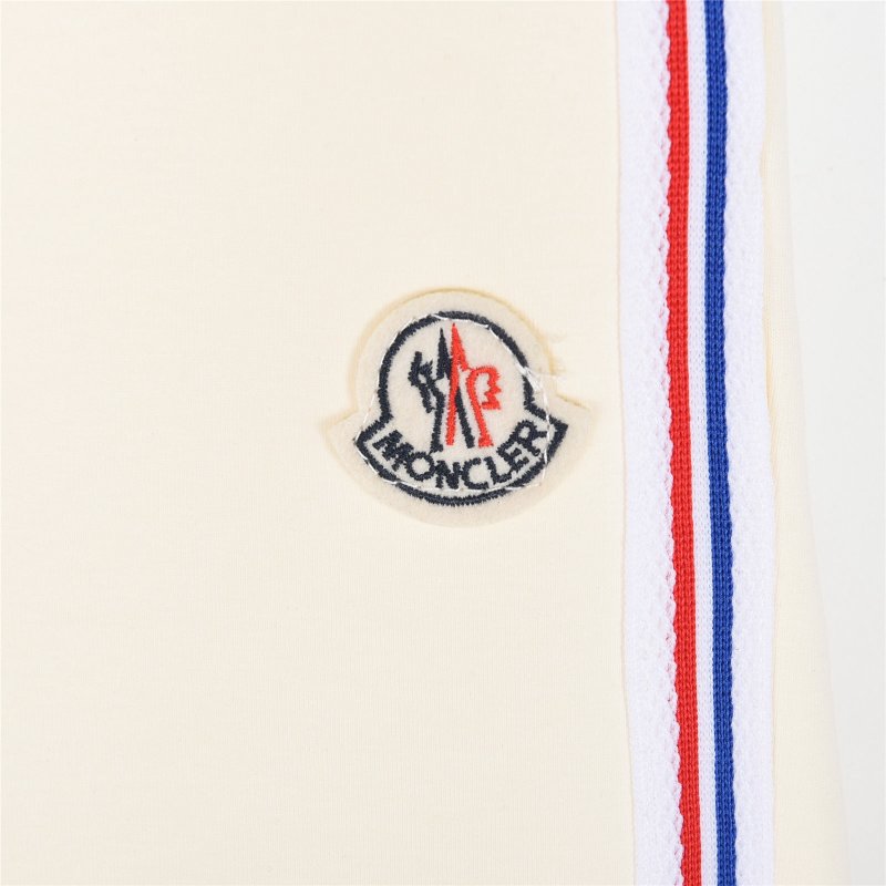 Moncler Cream Striped Shorts with Drawstring view
