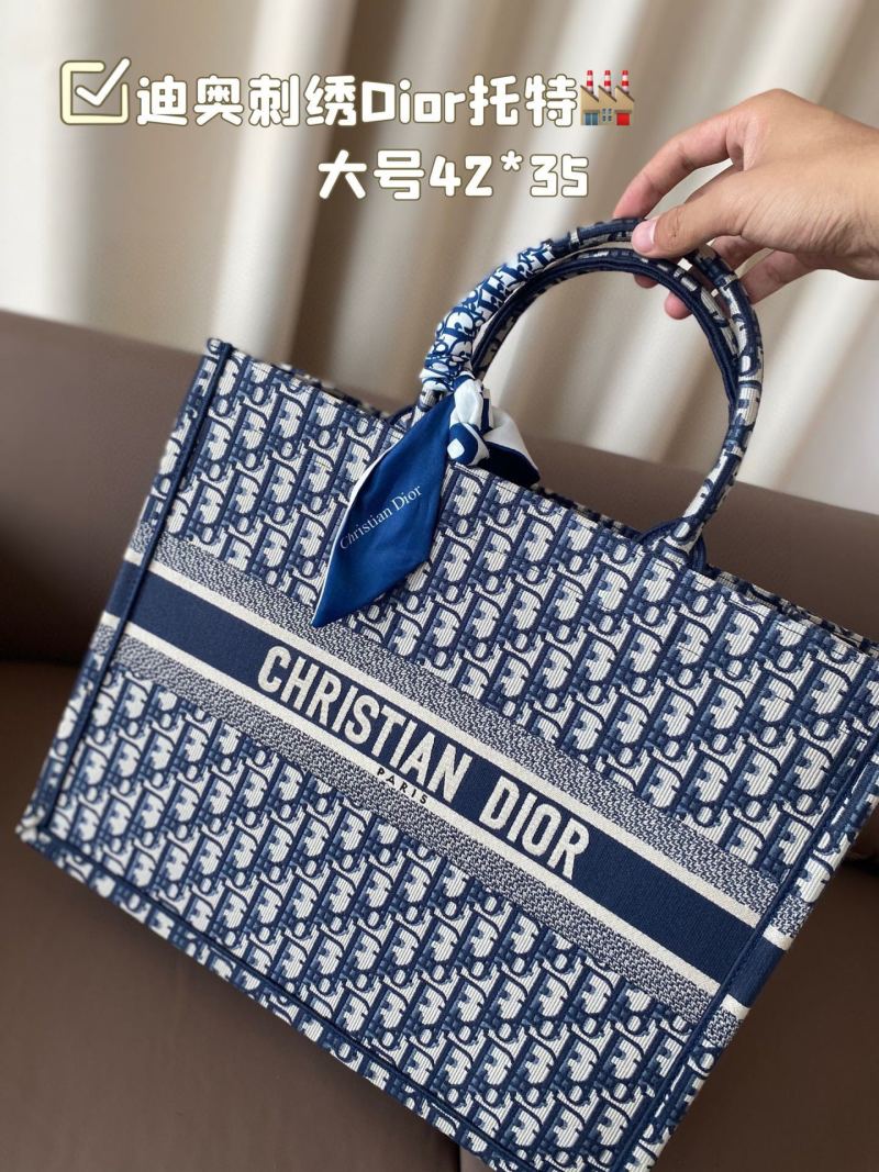 Dior Book Tote Bag Blue Monogram 42x35cm view