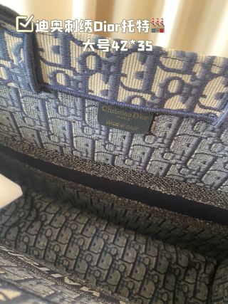 Dior Book Tote Bag Blue Monogram 42x35cm view 9