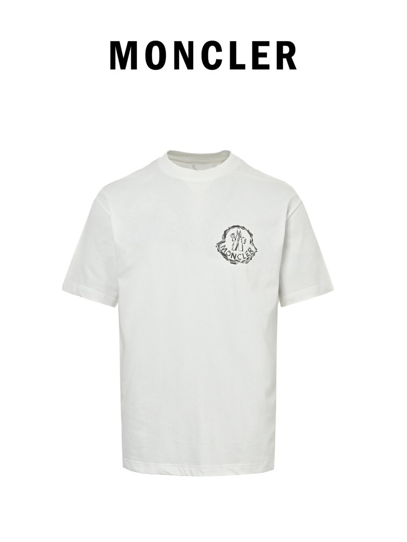 Moncler White Logo Newspaper Print T-Shirt view