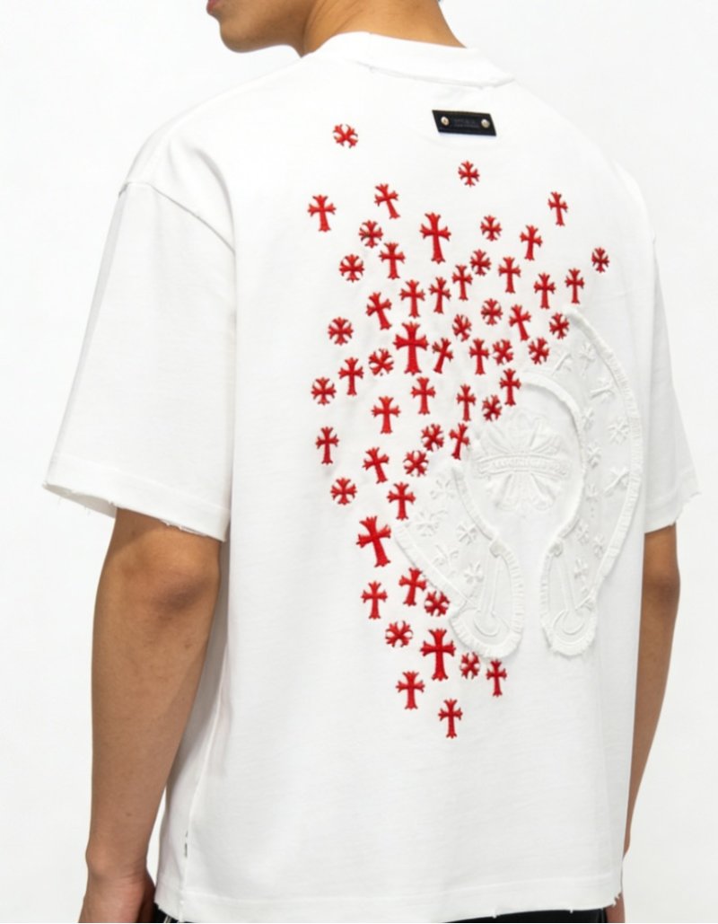 Chrome Hearts White Cross Print T-Shirt Red
