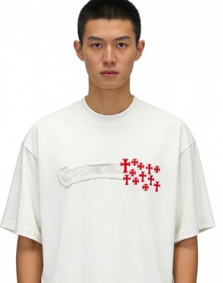 Chrome Hearts White Cross Print T-Shirt Red view 2