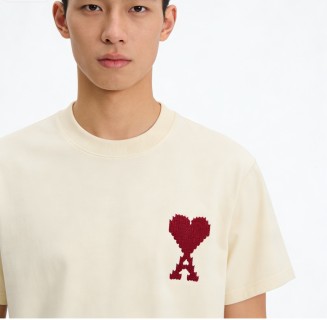 Ami Heart Logo Cream T-Shirt