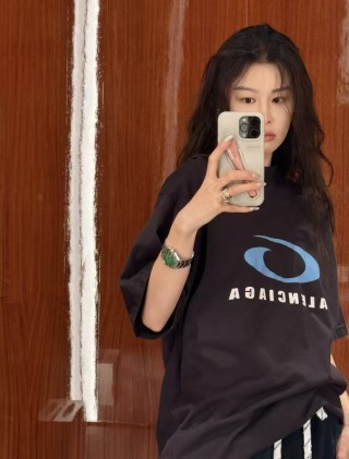 Balenciaga Charcoal Logo Print Short Sleeve T-Shirt view 3