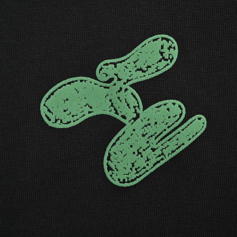 Black Short Sleeve T-Shirt with Green Checkered Print view
