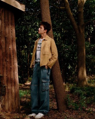 Dior Cargo Wide-Leg Jeans in Dark Indigo view 9