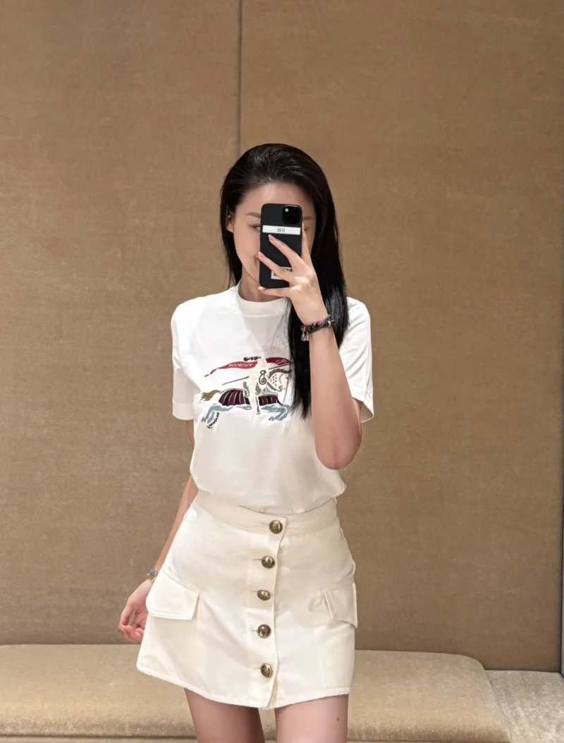 Burberry EKD Embroidered White T-Shirt view