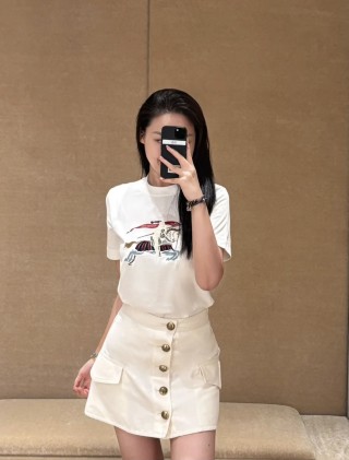 Burberry EKD Embroidered White T-Shirt view 6