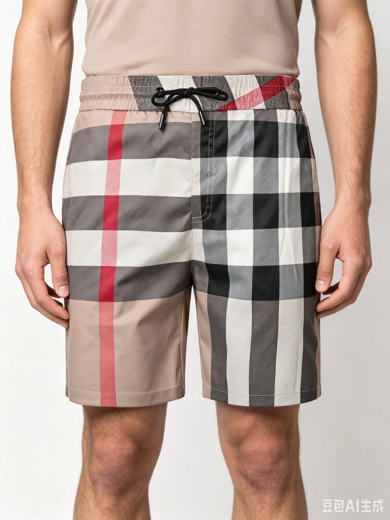 Burberry Check Shorts Black White Red