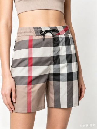 Burberry Check Shorts Black White Red view 5