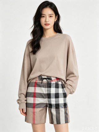 Burberry Check Shorts Black White Red view 6