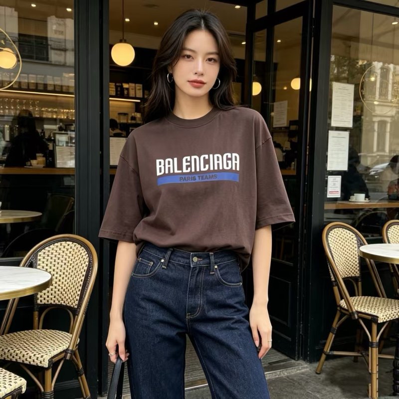 Balenciaga Paris Team Brown T-Shirt view