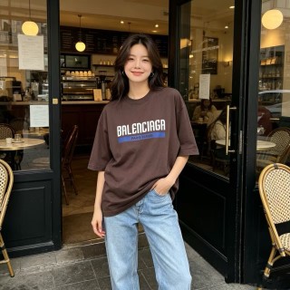 Balenciaga Paris Team Brown T-Shirt view 4