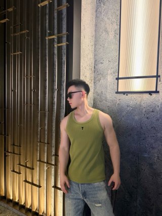 Olive Green Sleeveless Tank Top view 3
