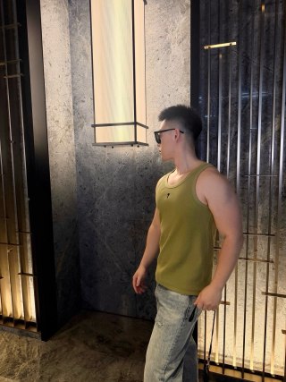 Olive Green Sleeveless Tank Top view 4