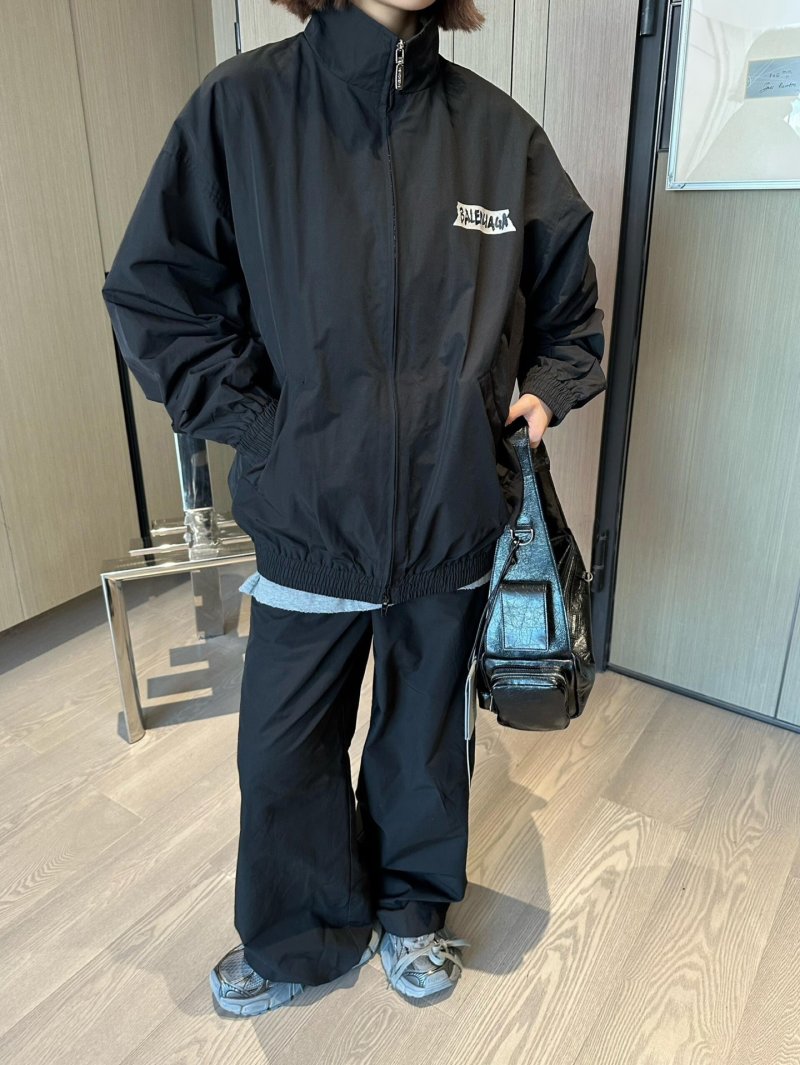Balenciaga Black Logo Windbreaker Jacket