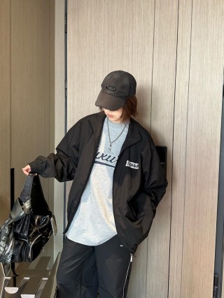 Balenciaga Black Logo Windbreaker Jacket view 4