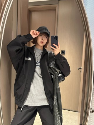 Balenciaga Black Logo Windbreaker Jacket view 6