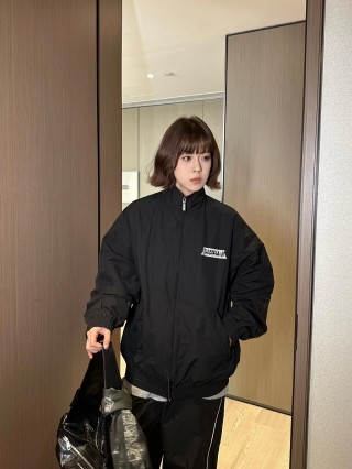 Balenciaga Black Logo Windbreaker Jacket view 7