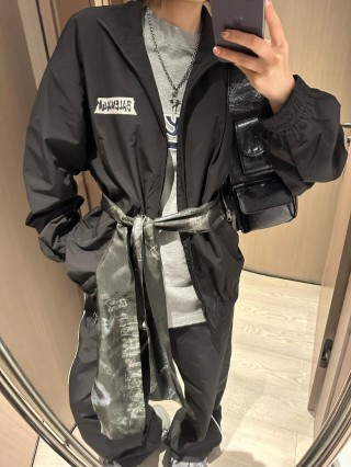 Balenciaga Black Logo Windbreaker Jacket view 9