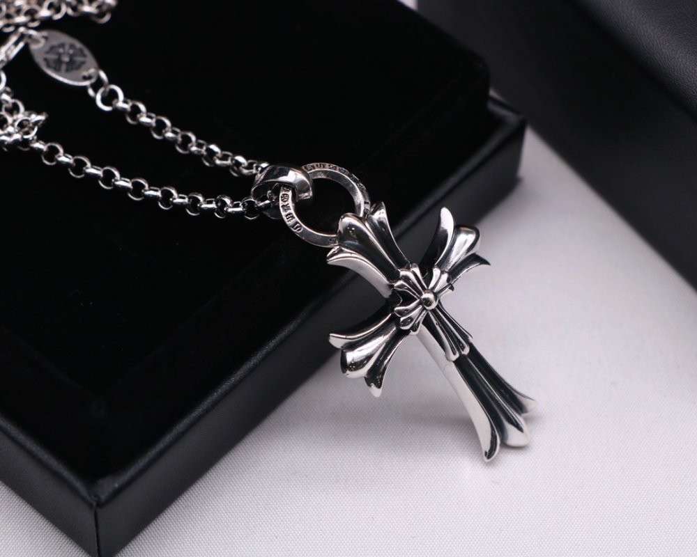 Chrome Hearts Double Cross Sterling Silver Pendant Necklace view