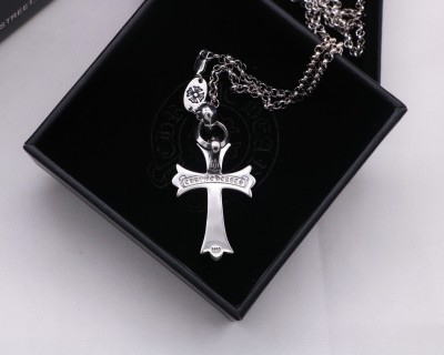 Chrome Hearts Double Cross Sterling Silver Pendant Necklace view 3