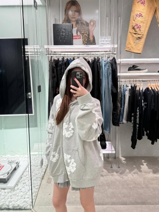 Cloud Puff Zip Hoodie Grey Kids view 2