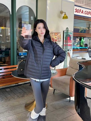 Black Quilted Down Puffer Jacket view 3