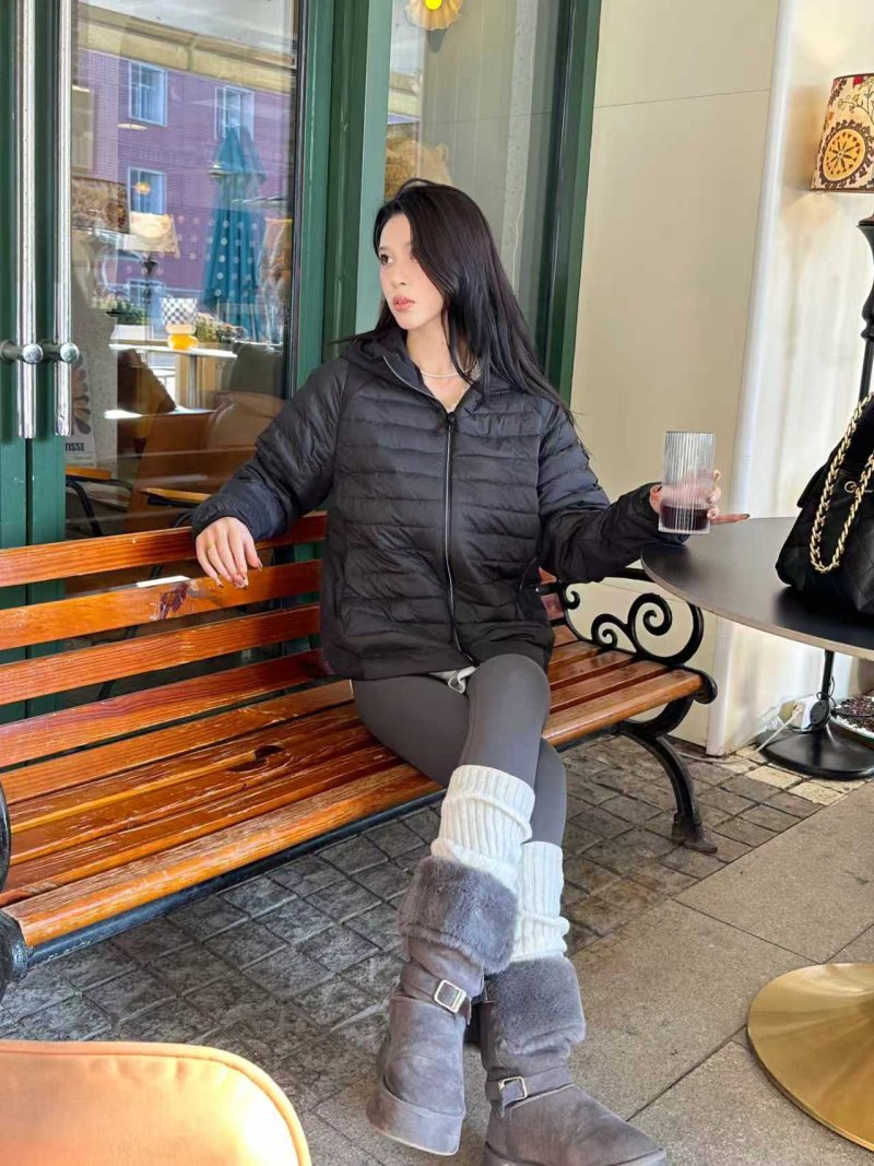 Black Quilted Down Puffer Jacket view